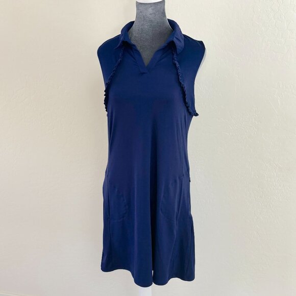 X by Gottex Cara Ruffle Fit & Flare Golf/Tennis Dress - Royal Blue - Size M - Picture 1 of 10